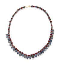 A Near Eastern Lapis Lazuli and Red Jasper Bead Necklace