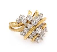 A Yellow Gold, Platinum and Diamond Cluster Ring, 8.20 dwts.