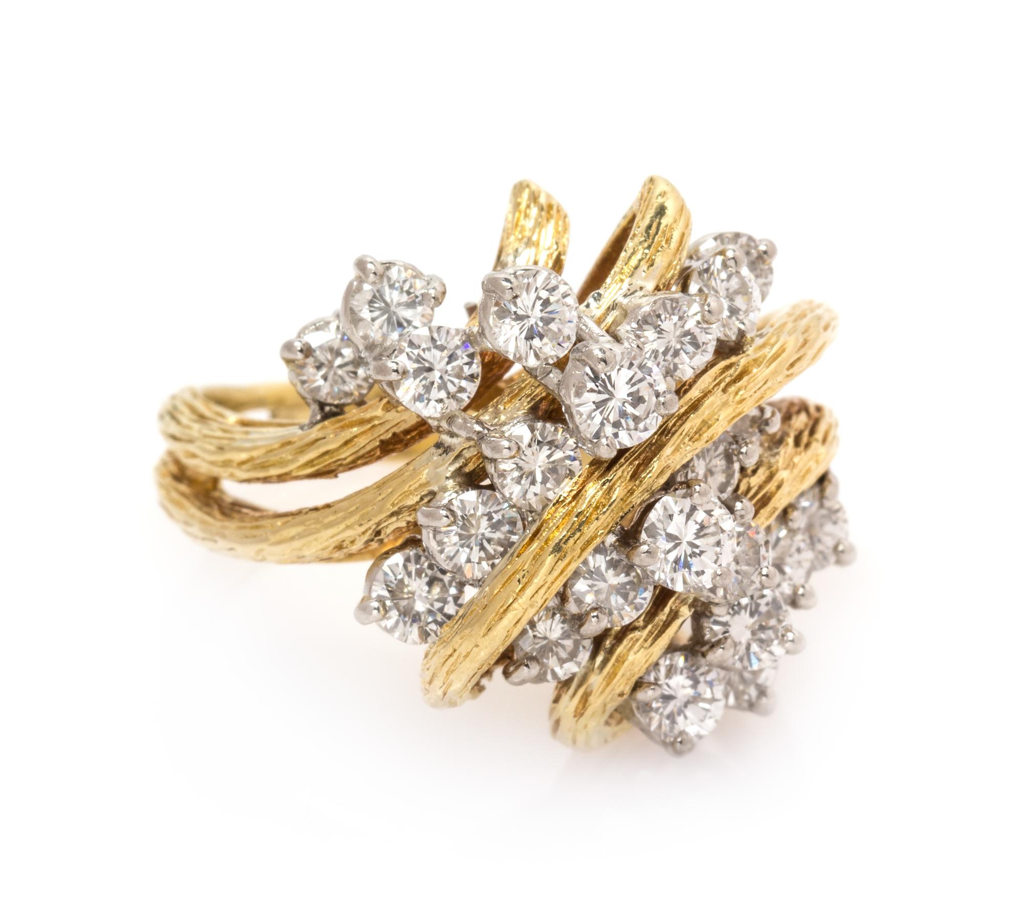 A Yellow Gold, Platinum and Diamond Cluster Ring, 8.20 dwts.