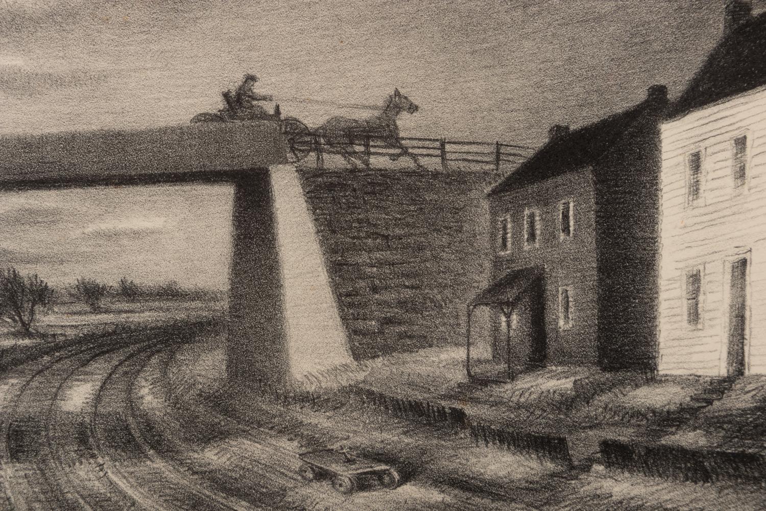 A group of three American prints (Albert Heckman, Overhead Bridge ; Victoria Huntley, Covered Bridge ; Woldemar Neufeld, The Covered Bridge )