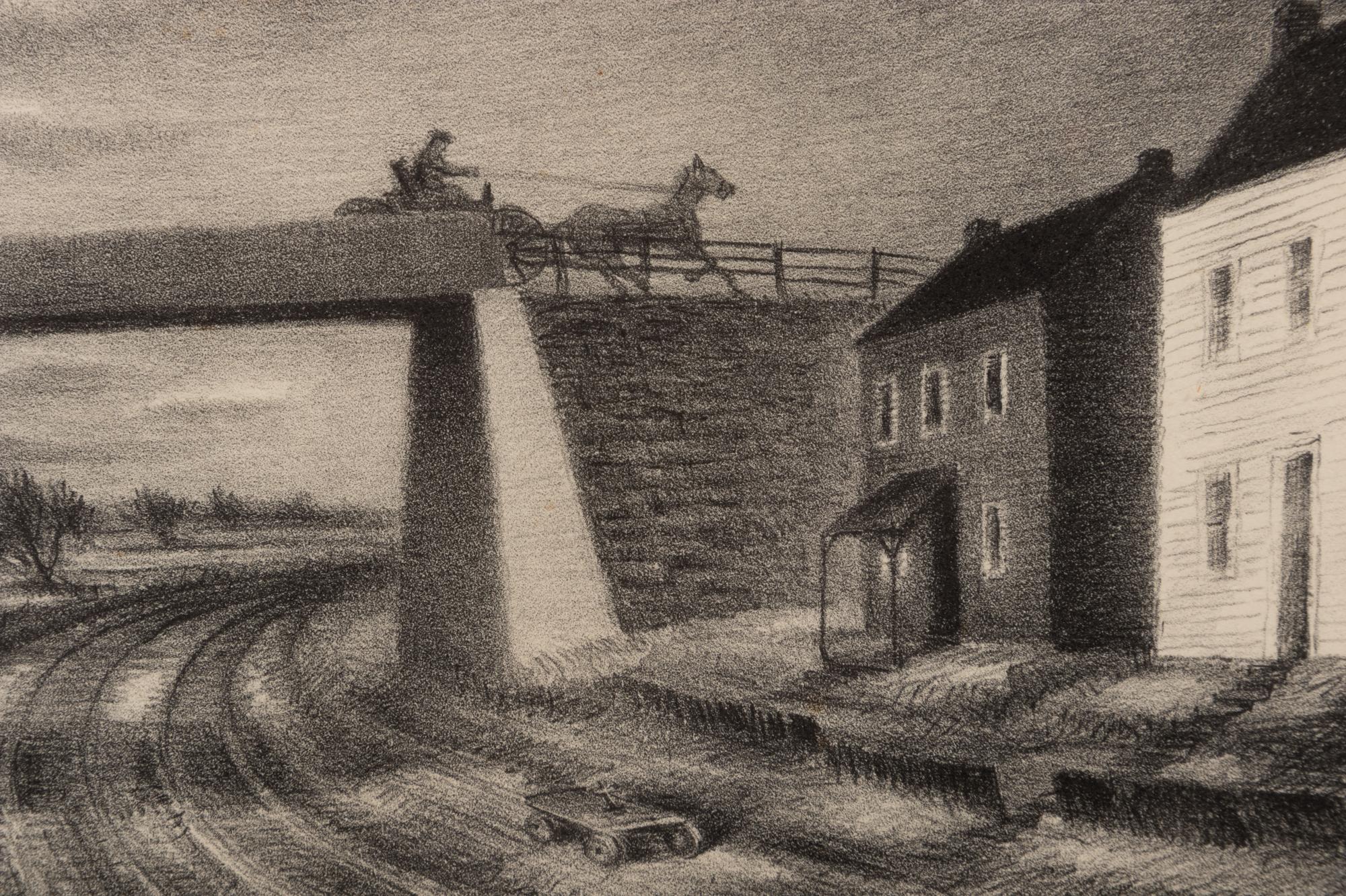 A group of three American prints (Albert Heckman, Overhead Bridge ; Victoria Huntley, Covered Bridge ; Woldemar Neufeld, The Covered Bridge )