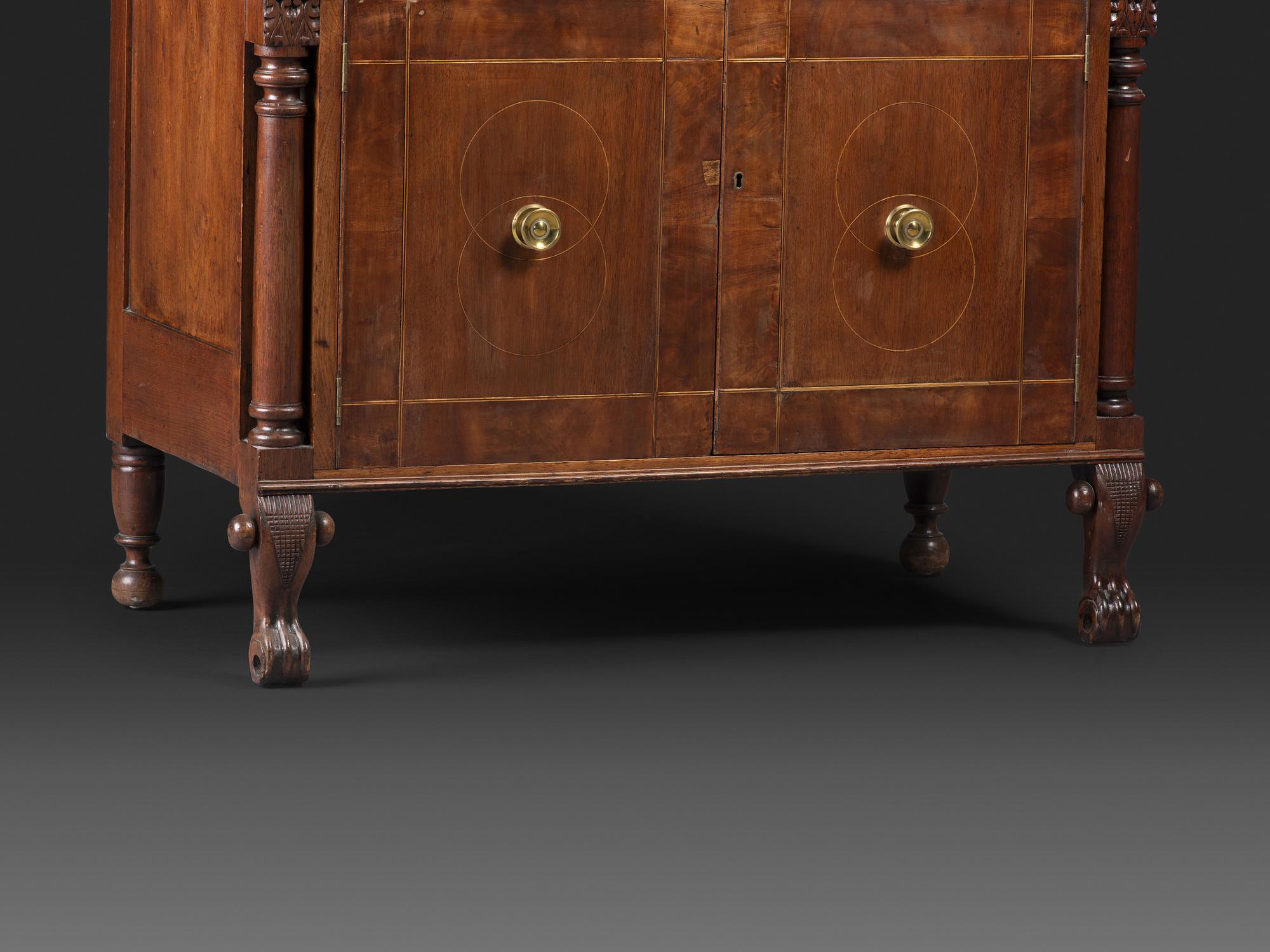 A Late Federal String Inlaid Walnut Slant-Front Secretary Desk
