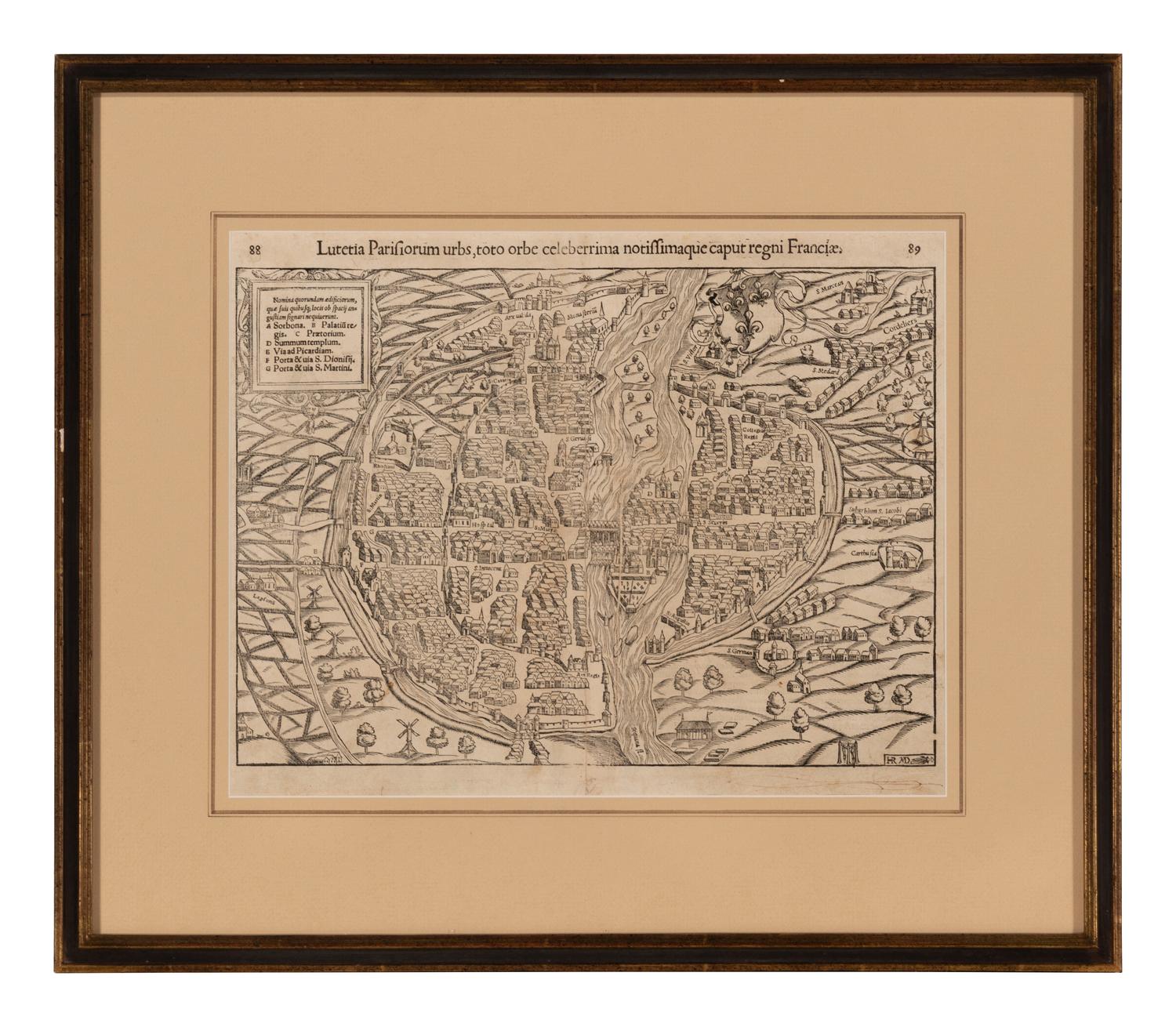 [MAP]. MUNSTER, Sebastian (1488-1552). Lutetia Parisiorum urbs, toto orbe celeberrima notissimaque caput regni Franciae . Basle, ca 1552.