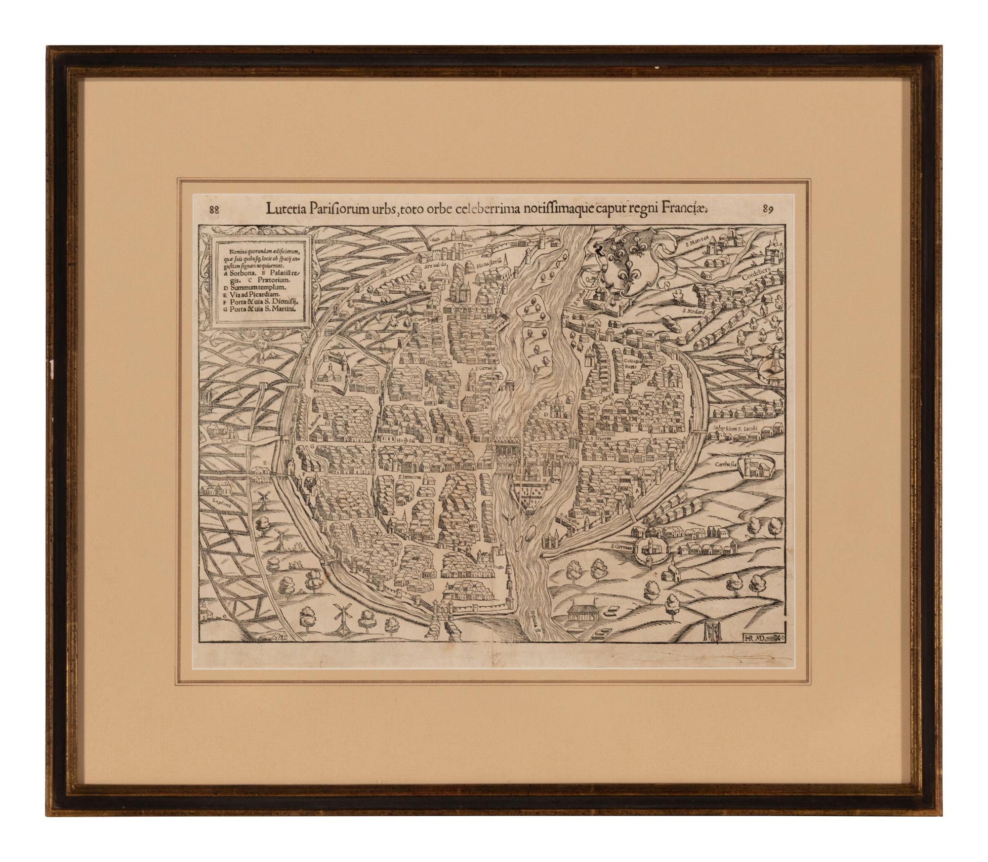 [MAP]. MUNSTER, Sebastian (1488-1552). Lutetia Parisiorum urbs, toto orbe celeberrima notissimaque caput regni Franciae . Basle, ca 1552.