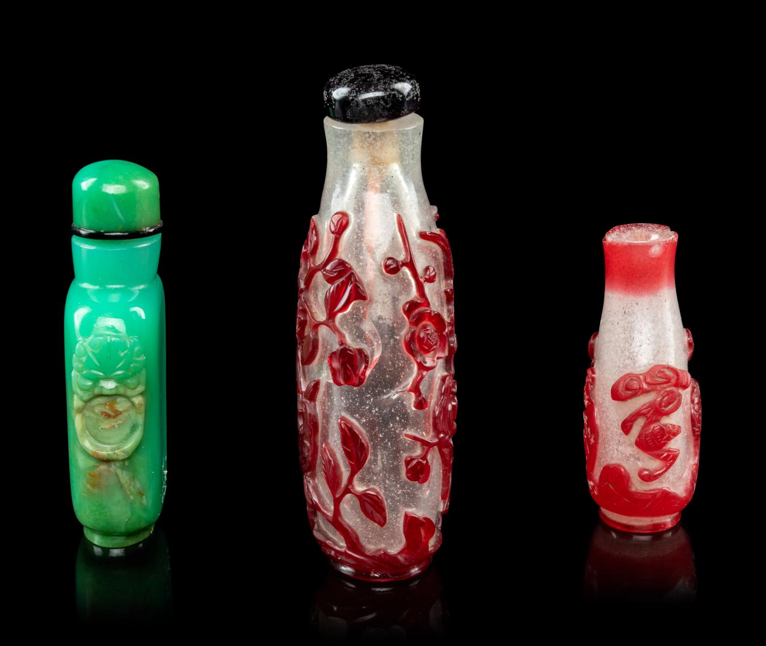Three Chinese Glass Snuff Bottles