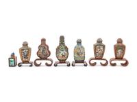 Seven Chinese Cloisonné Enameled Snuff Bottles