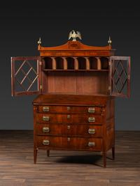 A Federal Inlaid Mahogany Secretary Bookcase