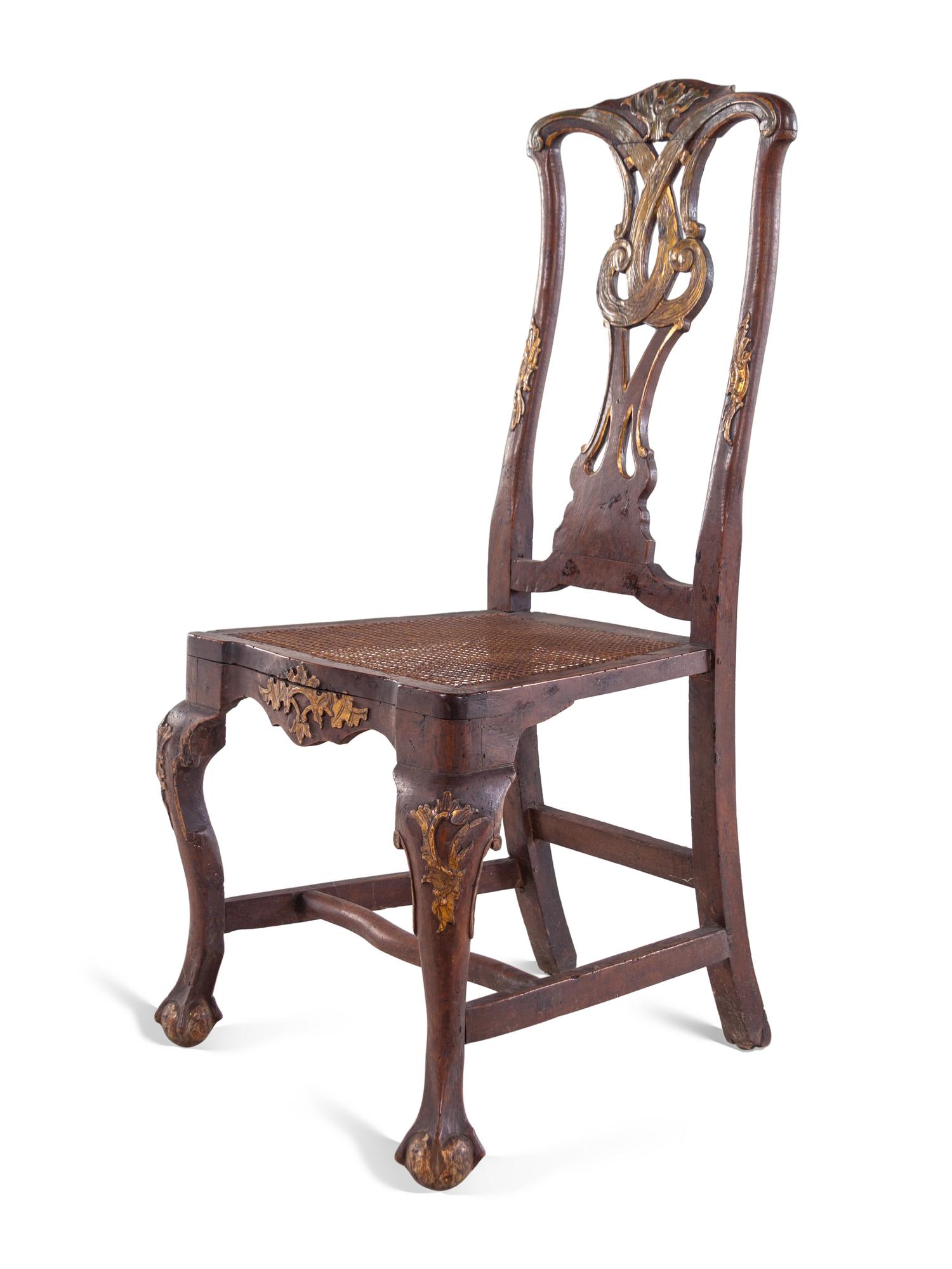 An Italian Painted and Parcel Gilt Side Chair