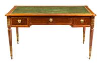 A Louis XVI Style Gilt Bronze Mounted Mahogany Bureau Plat Height 29 3/4 x width 52 1/2 x depth 26 1/4 inches. — 19TH CENTURY