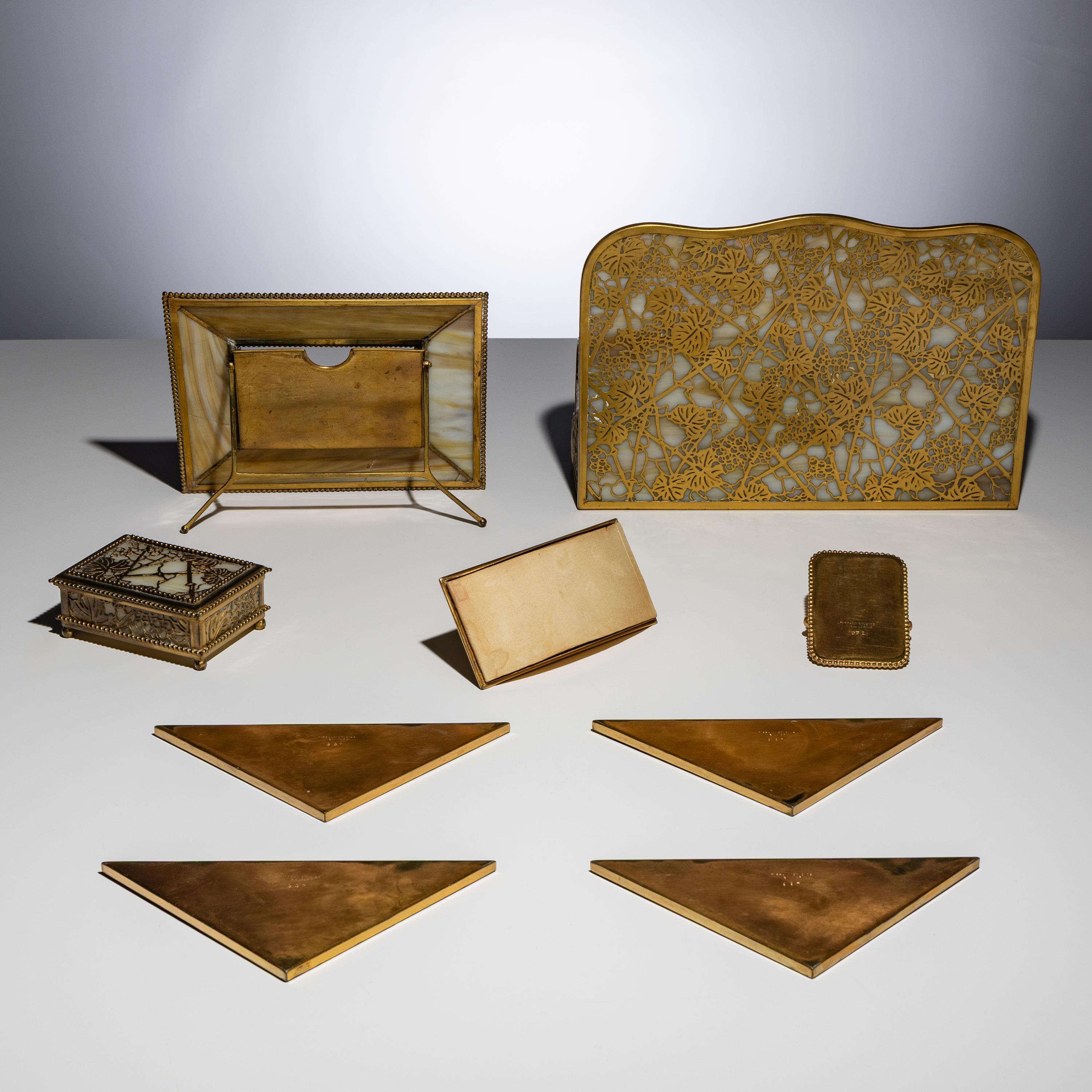 Tiffany Studios New York (American, 1880–1930) — Grapevine Desk Articles, c. 1910