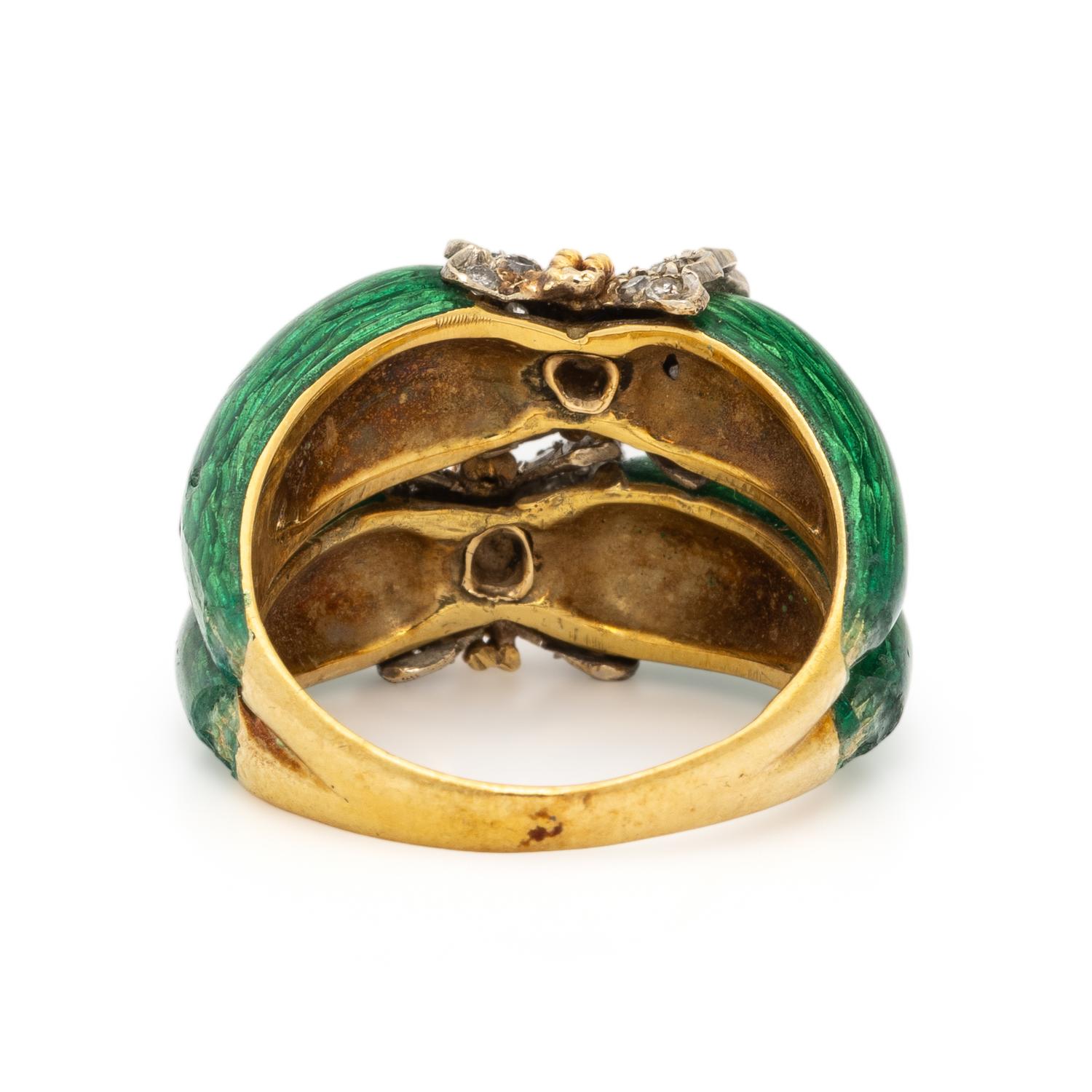 ENAMEL AND DIAMOND RING