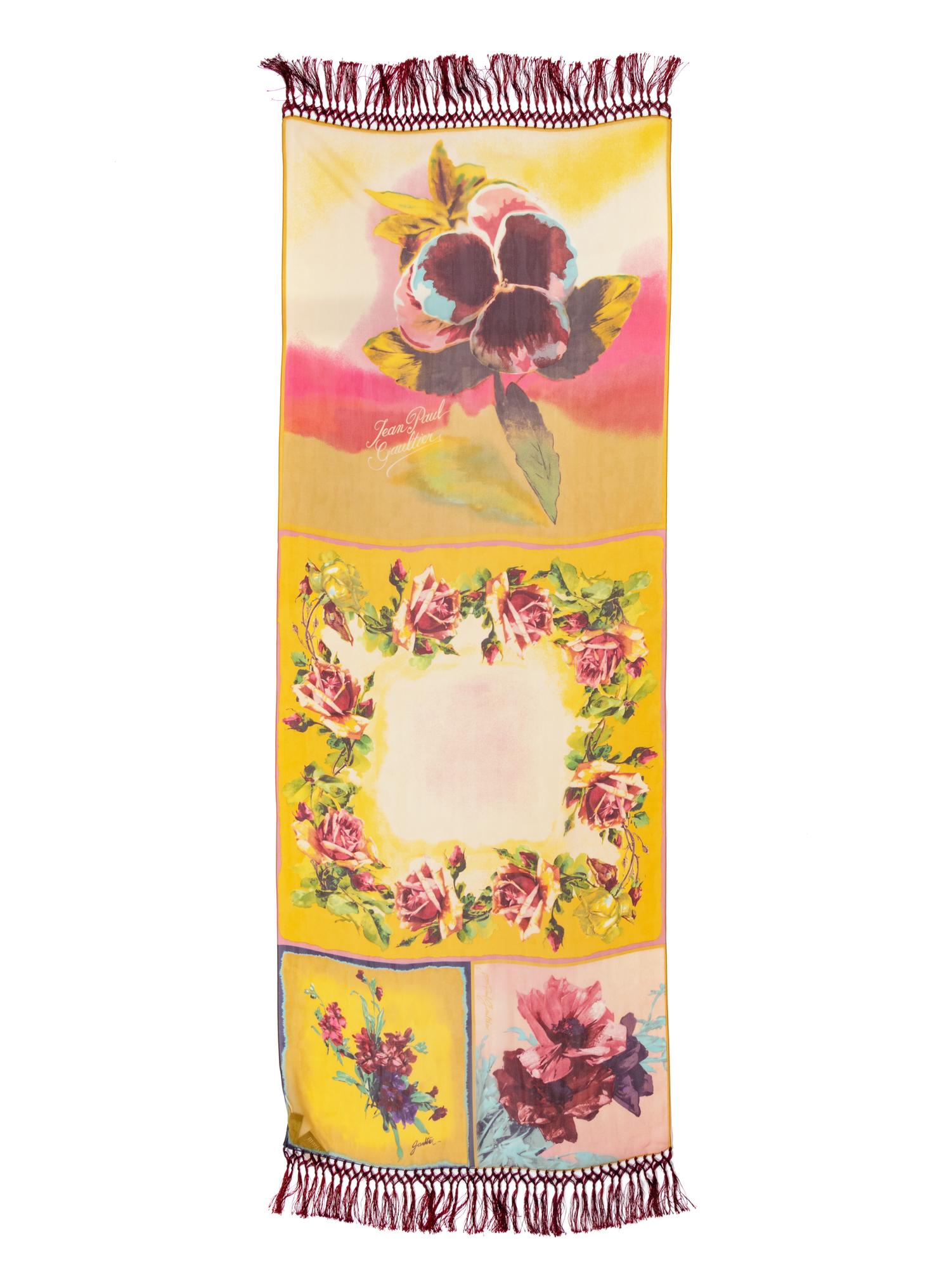 Seven Designer Scarves: Two Gucci, One Jean Paul Gaultier, Two Must de Cartier, One Hermès, One Christian Dior