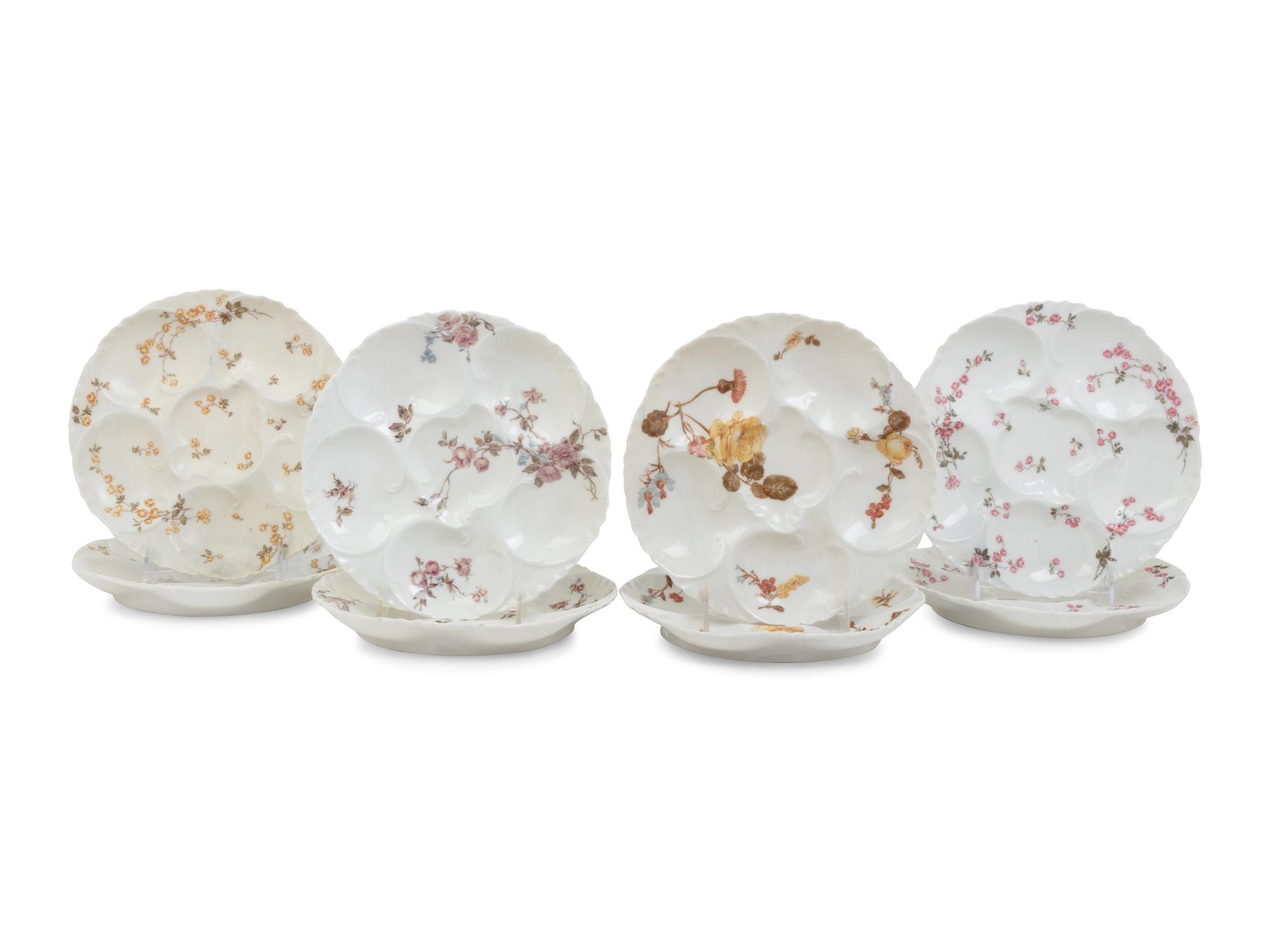 A Set of Eight Haviland Limoges Porcelain Oyster Plates