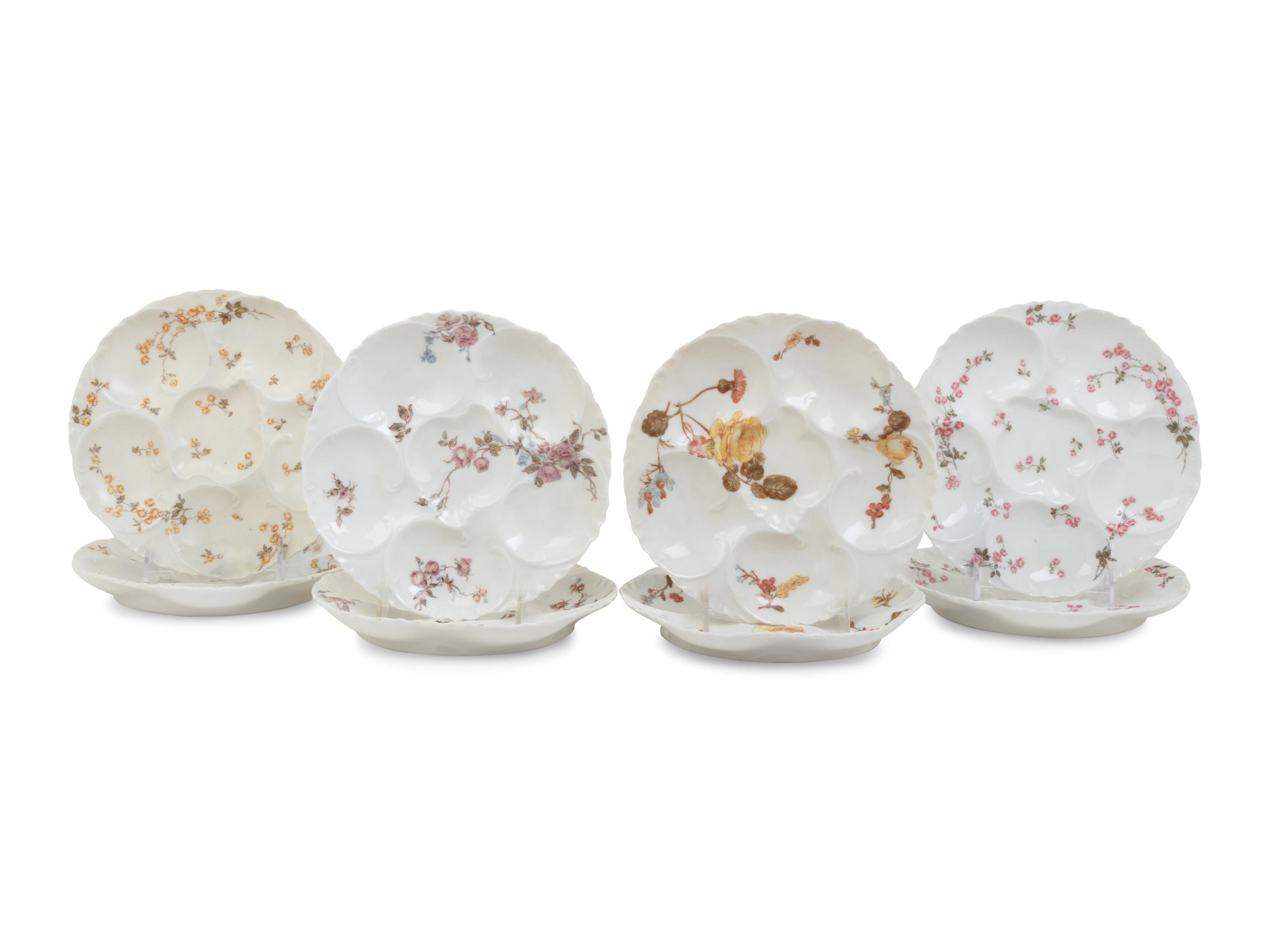 A Set of Eight Haviland Limoges Porcelain Oyster Plates