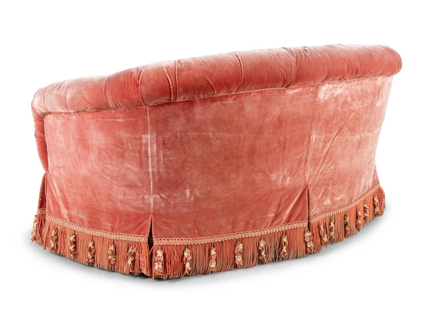 A Button-Tufted Velvet Reniform Sofa