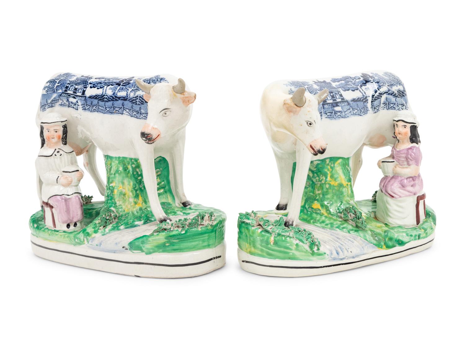 A Pair of Staffordshire Figural Groups