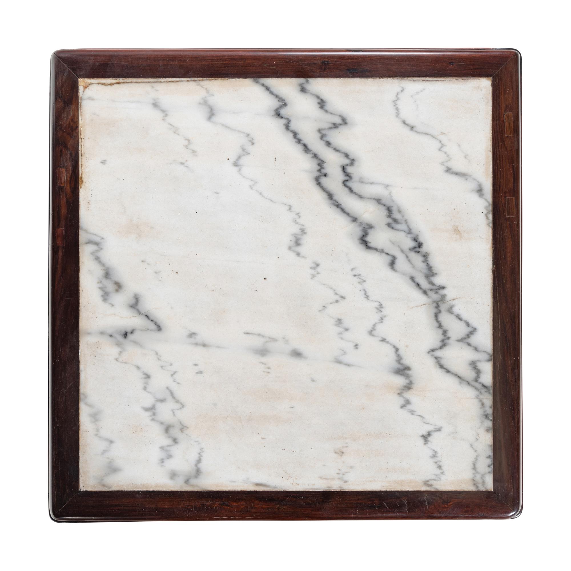 A Chinese Marble-Inset Hardwood Low Table