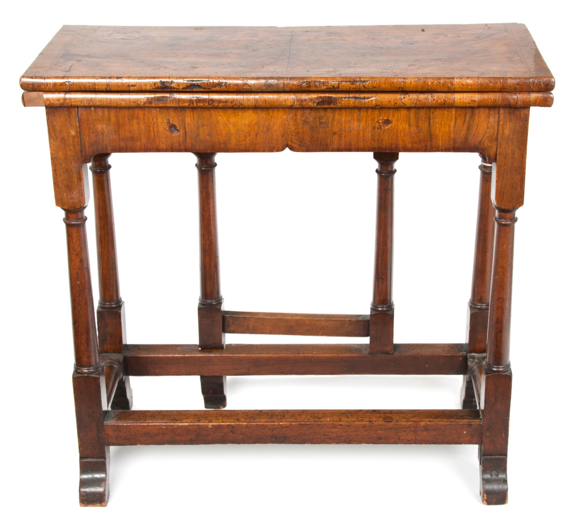 A George III Walnut Games Table Height 29 x width 30 x depth 12 3/4 inches. — ENGLISH, 18TH CENTURY