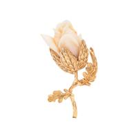 YELLOW GOLD AND ANGEL SKIN CORAL ROSE BROOCH