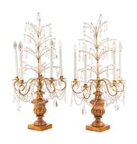 A Pair of Large Italian Giltwood Five-Light Girandoles