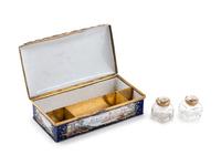 A Limoges Style Parcel Gilt Enamel-on-Copper Writing Box