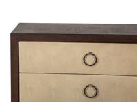A Pair of Faux Shagreen and Stained Oak Three-Drawer Commodes