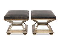 A Pair of Silvered and Mirrored Hourglass Stools