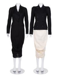 Four John Galliano Pieces: One Two-piece Skirt Suit, One Jacket, and One Skirt, 1990-2000s