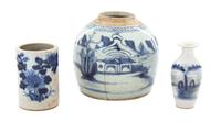 Three Chinese Export Porcelain Pots Height of taller 6 inches. — 19TH CENTURY