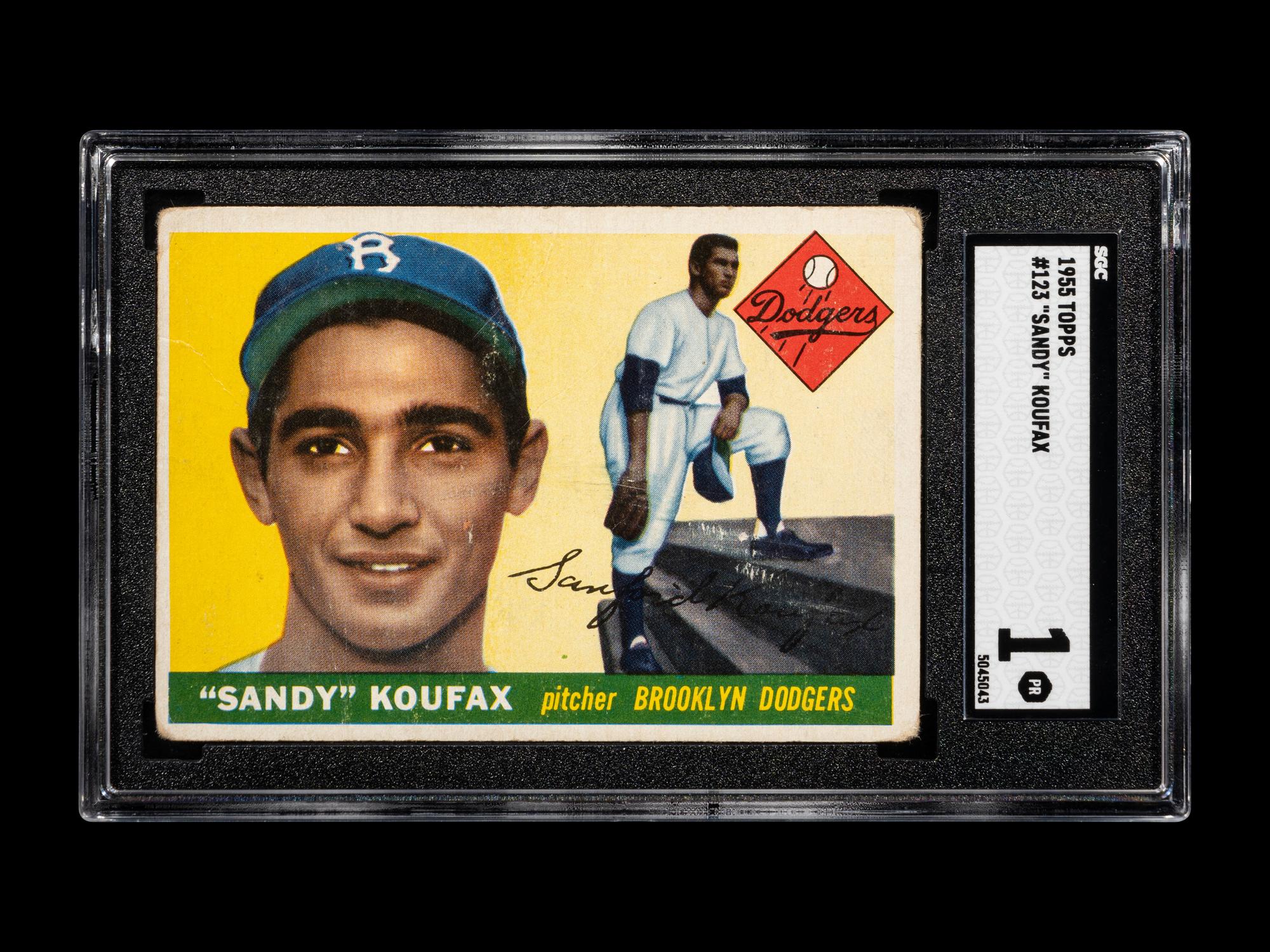 A 1955 Topps Sandy Koufax Rookie Baseball Card No. 123 (SGC 1)