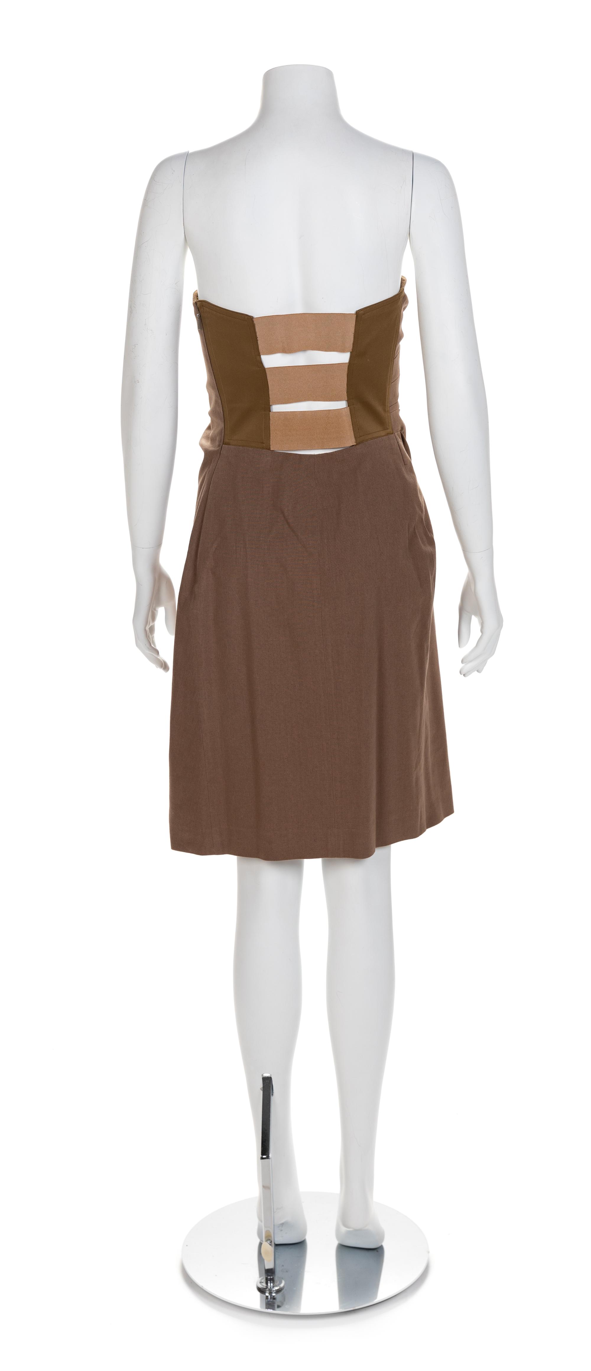 Gucci Brown Strapless Dress, 1990-2000s