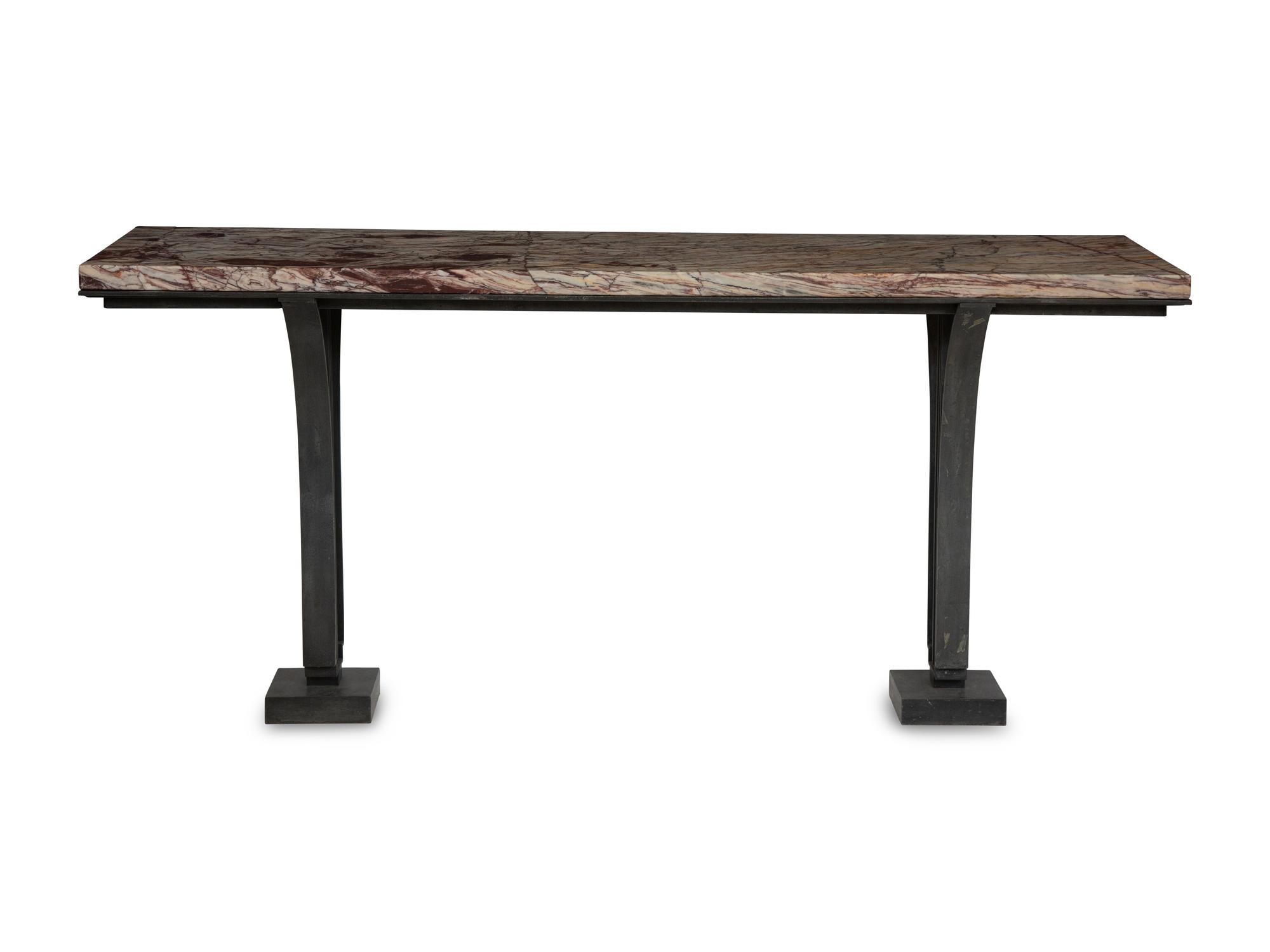A French Art Deco Patinated Bronze Console