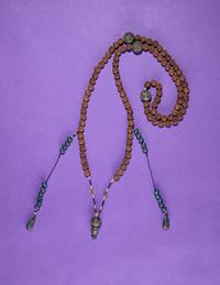 A Carved Fruit Nut and Cloisonné Enamel Court Necklace, Chaozhu