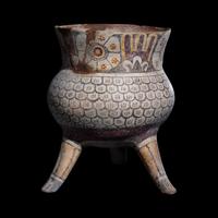 A Mixtec Polychrome Tripod Vessel