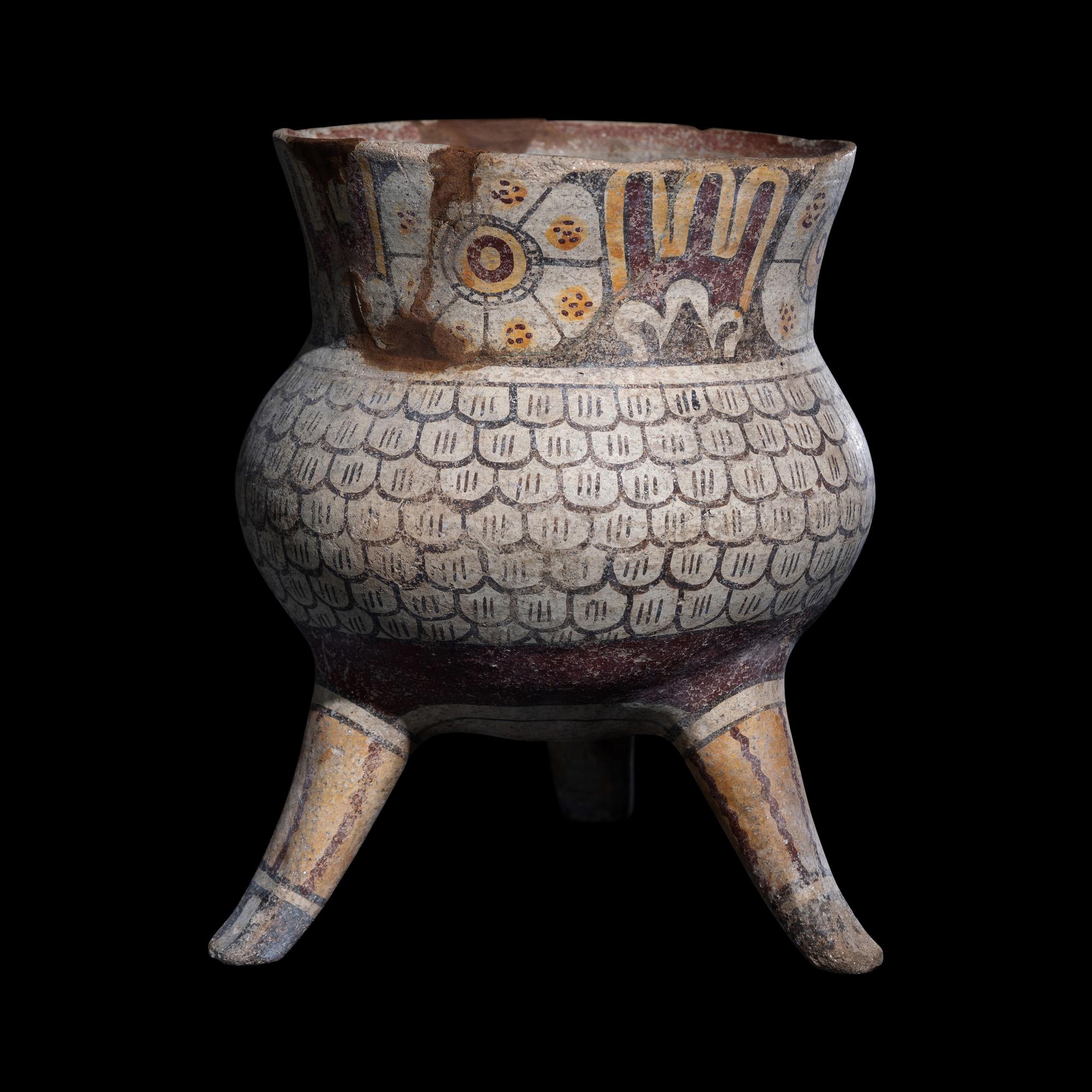 A Mixtec Polychrome Tripod Vessel