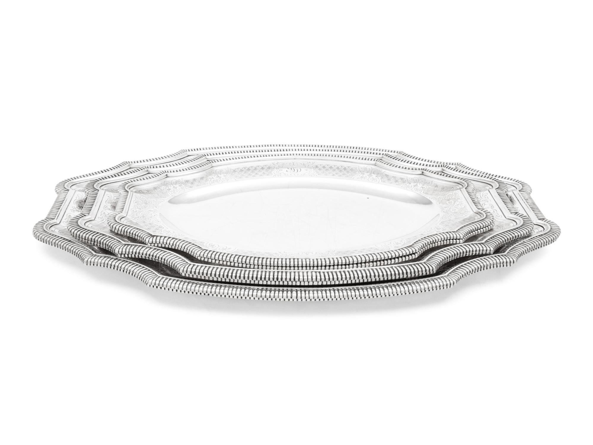 Three Pairs of French Silver Platters