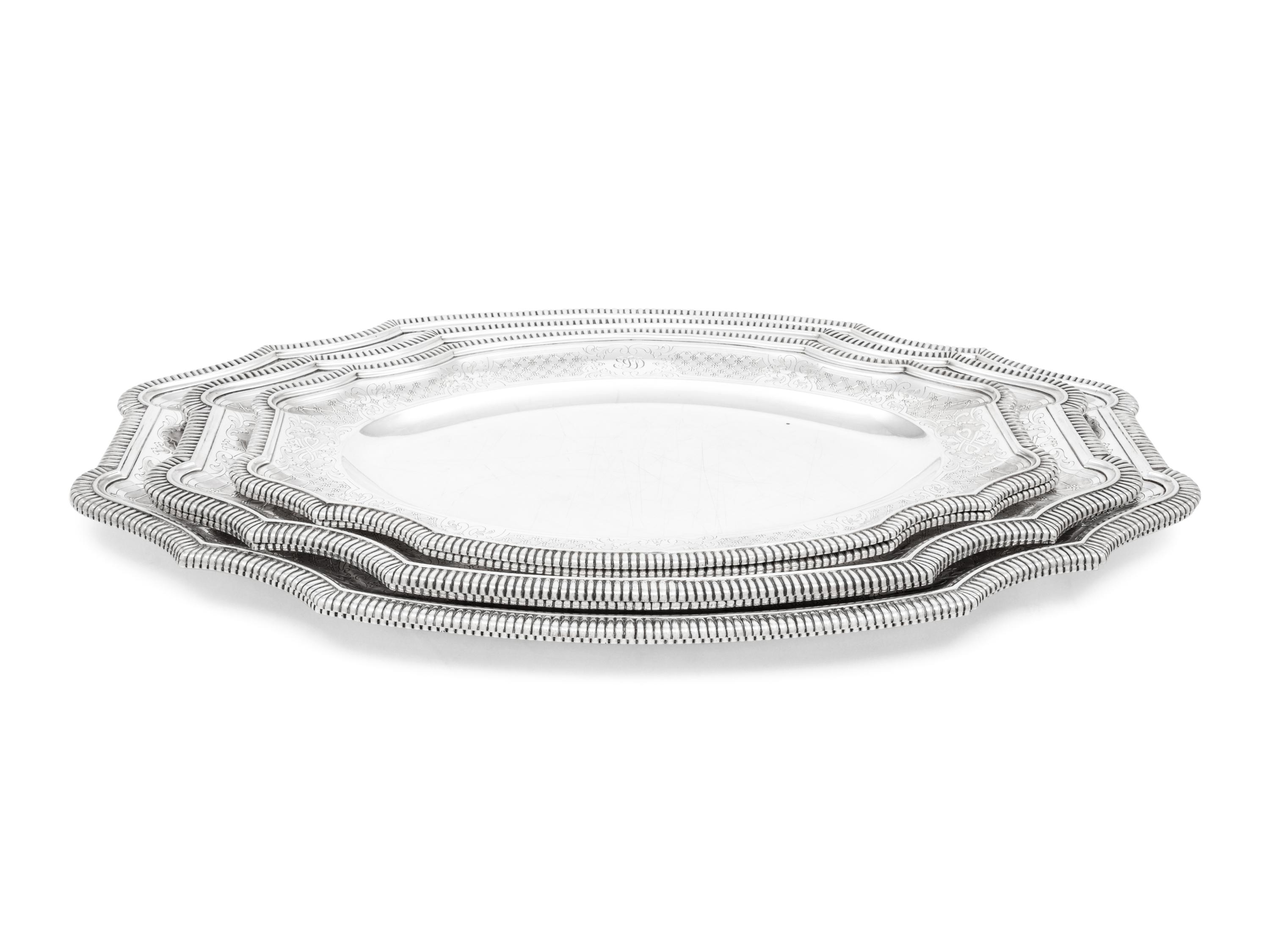 Three Pairs of French Silver Platters