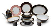 A Partial Fitz and Floyd Porcelain Dinner Service Diameter of first 12 inches. — 20TH CENTURY