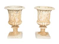 A Pair of Cast Stone Campana Urns