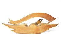 A Carved and Painted Giltwood Eagle