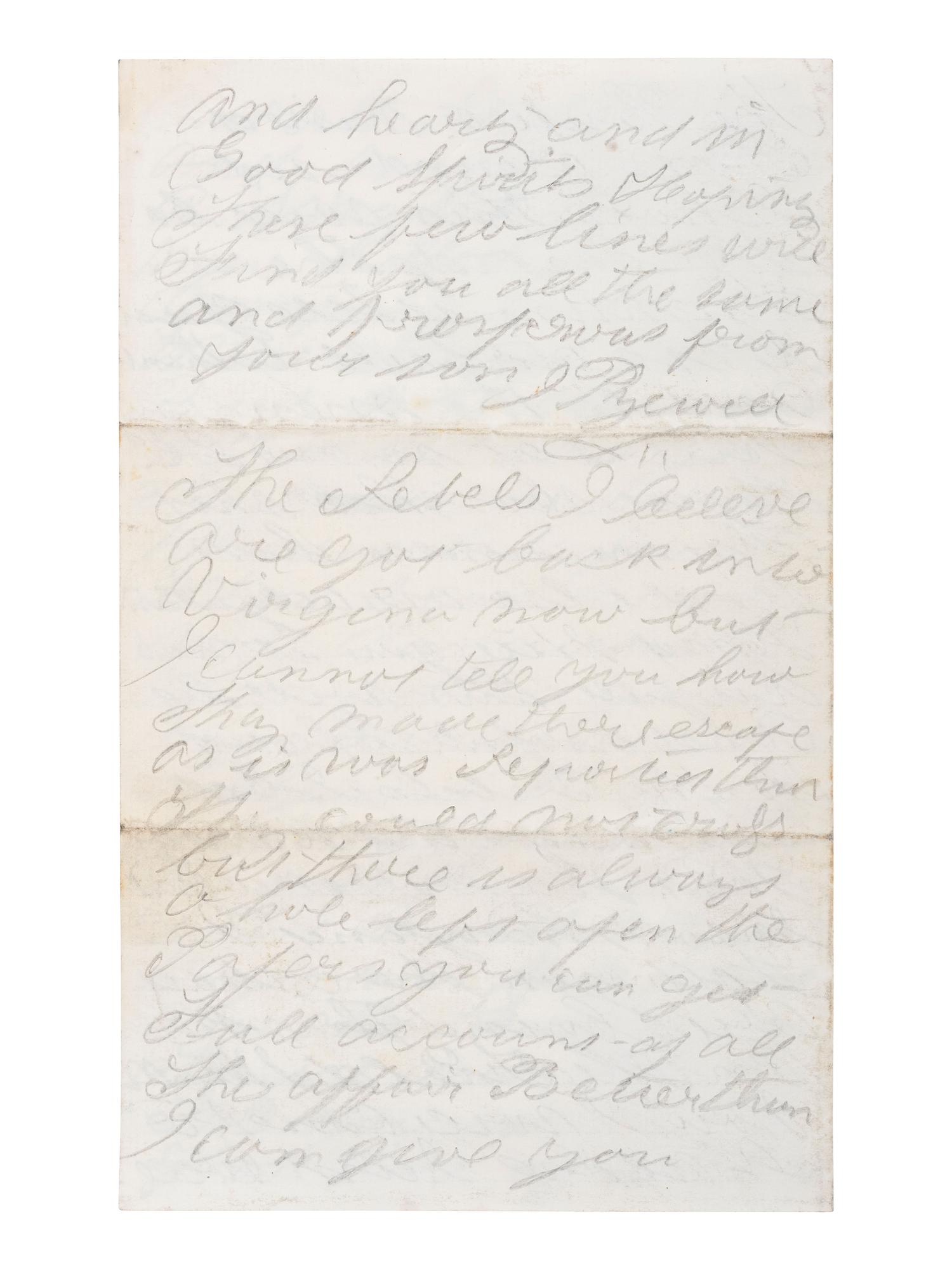 [CIVIL WAR]. Soldier's letter written by Jacob Pyewell, Company I, 106th Pennsylvania Infantry, describing the Battle of Antietam. "Near Sharpsburg Maryl," 20 [September?] 1862.