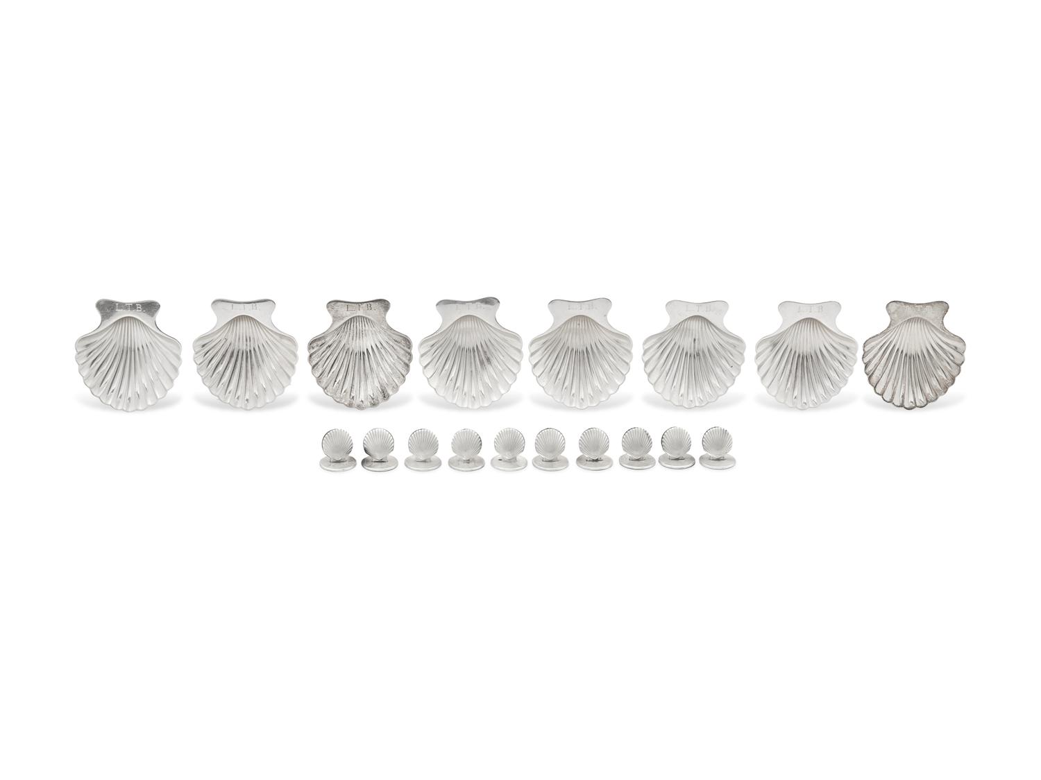 A Group of Tiffany and Co. Silver Shell-Form Salts and Placecard Holders