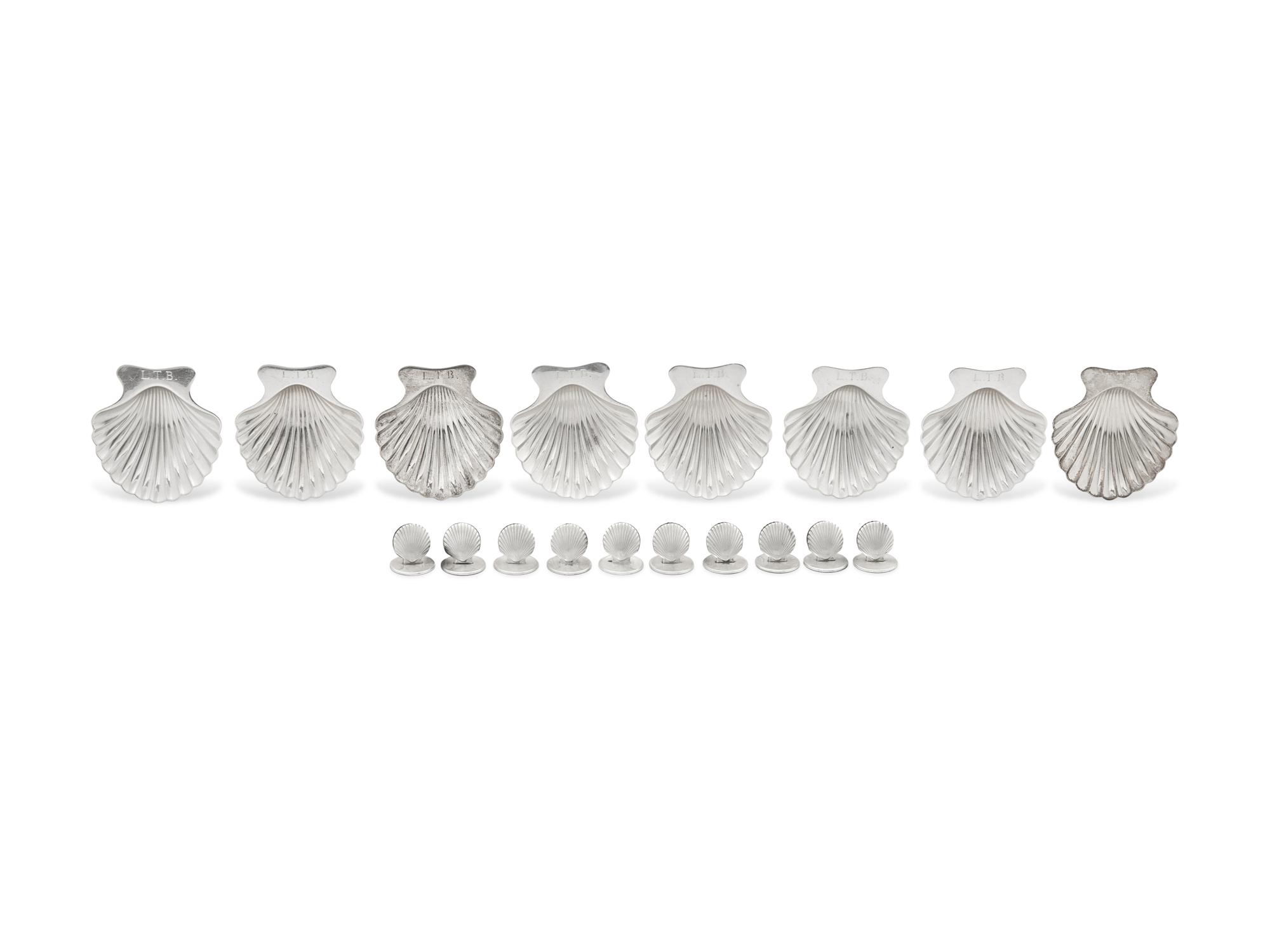 A Group of Tiffany and Co. Silver Shell-Form Salts and Placecard Holders