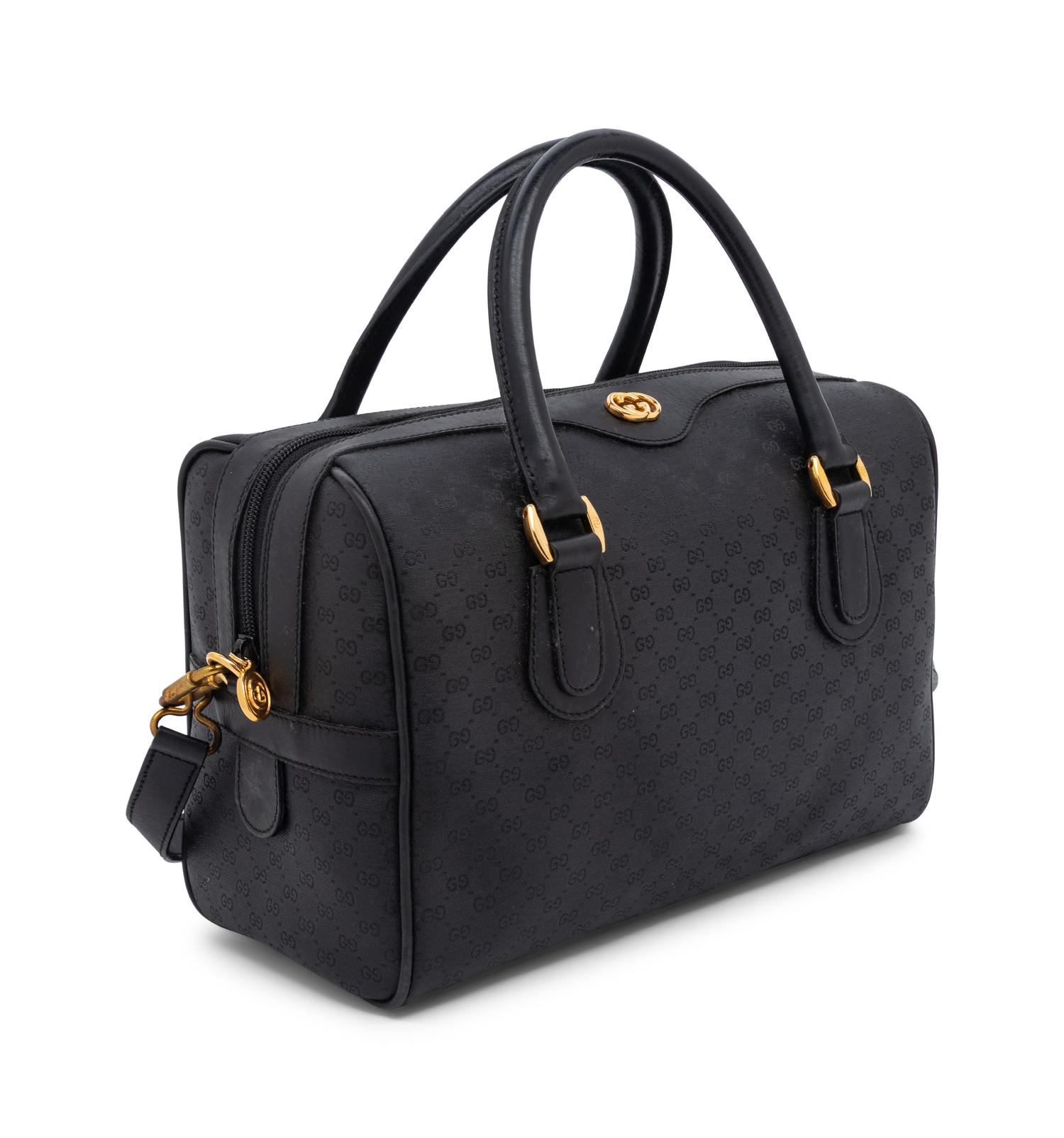 Gucci, Black Monogram Boston Handbag