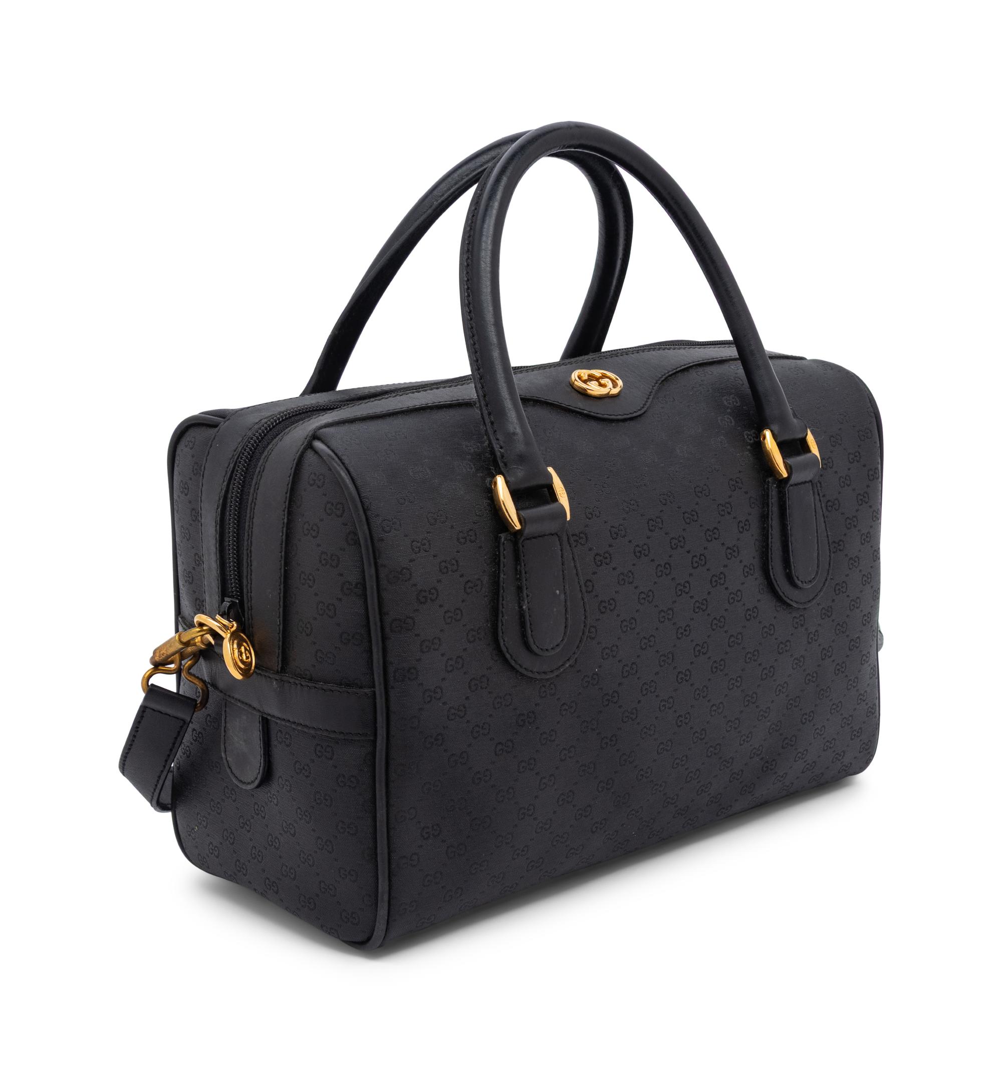 Gucci, Black Monogram Boston Handbag