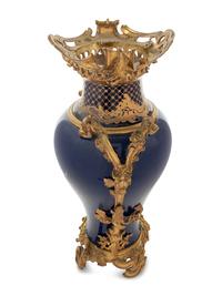 A Sèvres Style Gilt Bronze Mounted Porcelain Vase