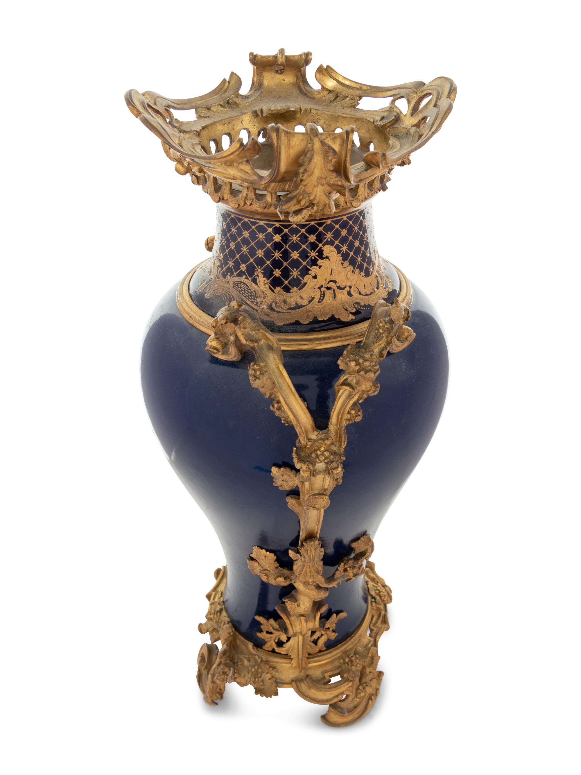 A Sèvres Style Gilt Bronze Mounted Porcelain Vase