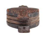 A Folk Art Carved and Painted Pine Peace and Plenty Bellows Model