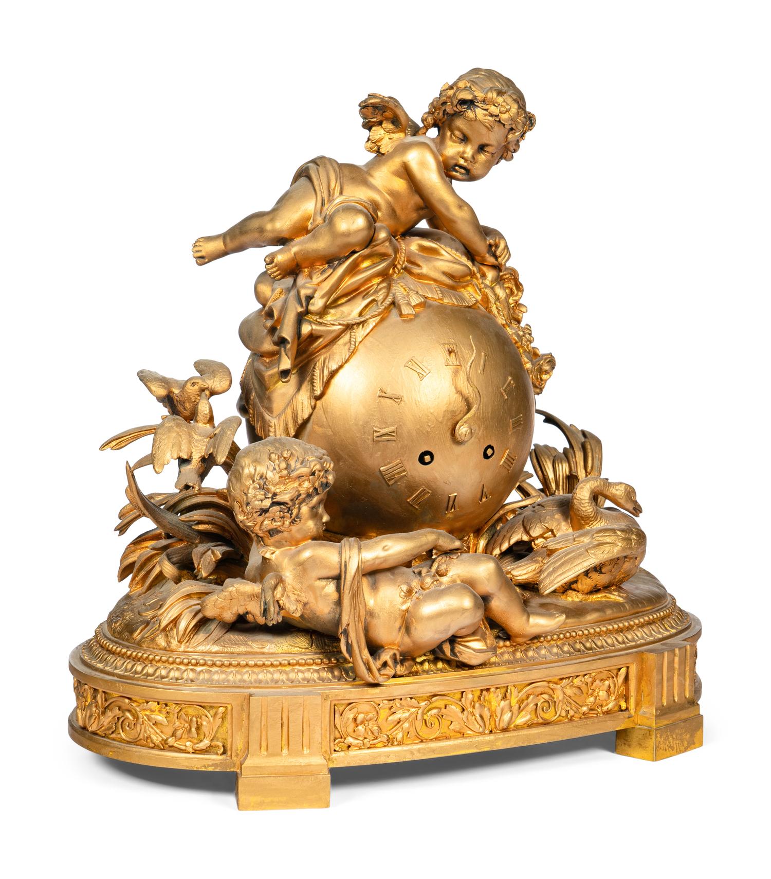 A French Gilt Bronze Figural Clock