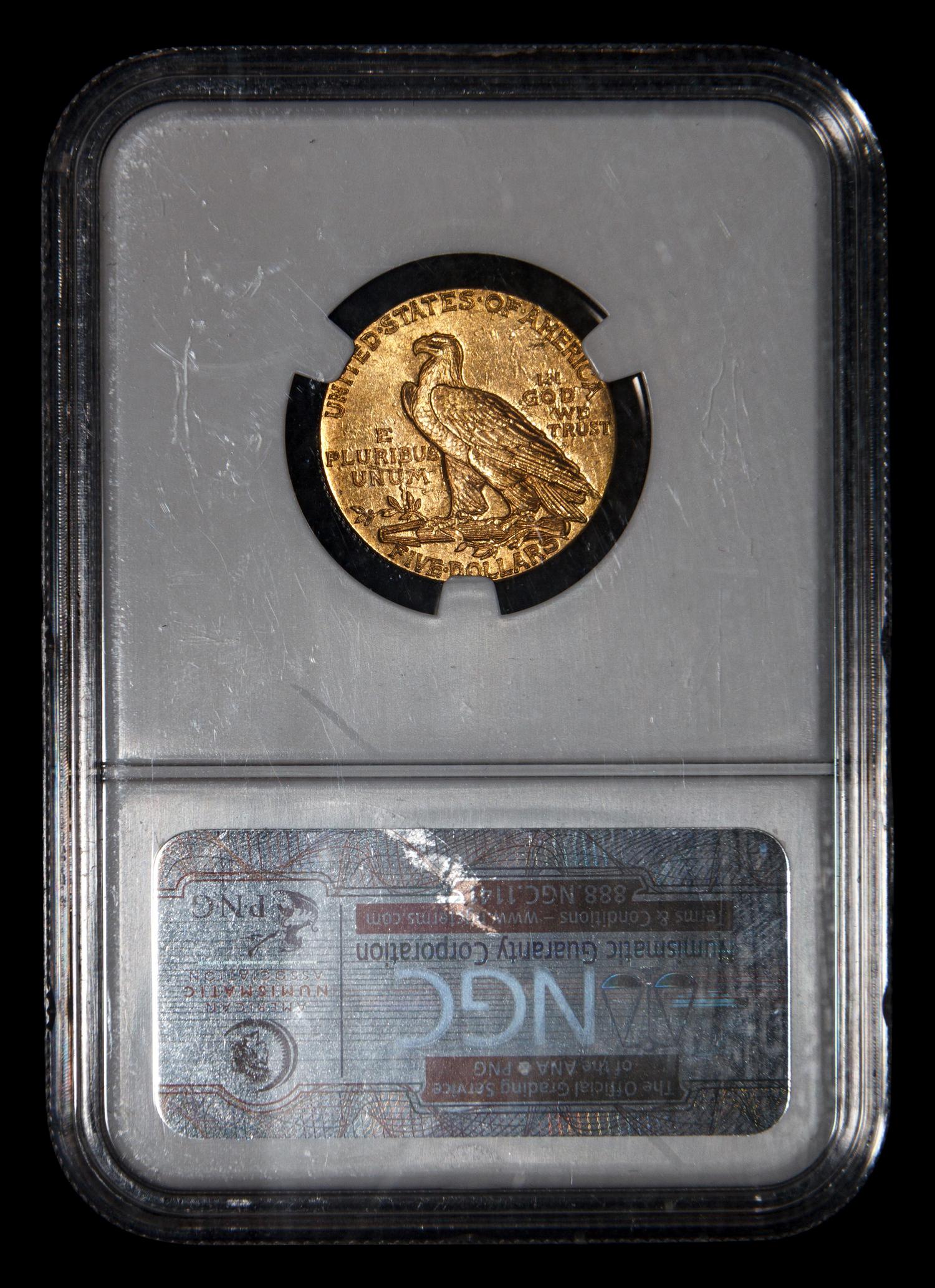 A 1912 Indian Head $5 Gold Coin (NGC MS61)